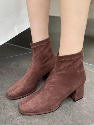 Γυναικείες Micro Suede Μποτάκια Με Χοντρό Τακούνι Τετράγωνο Επάνω Μέρος