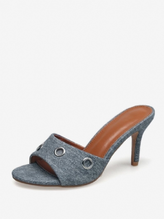 Γυναικείες Slingbacks Stiletto Heel Canvas Mules Light Sky Blue