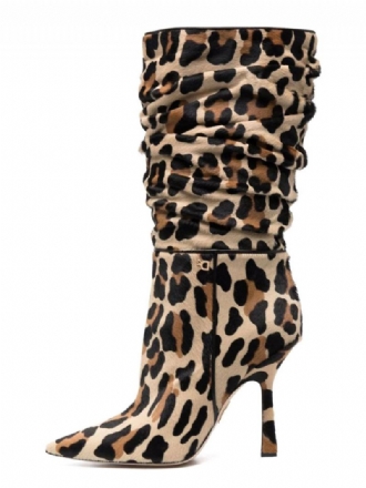 Γυναικείες Slouch Leopard Στάμπες Stiletto Heel Mid Calf Μπότες