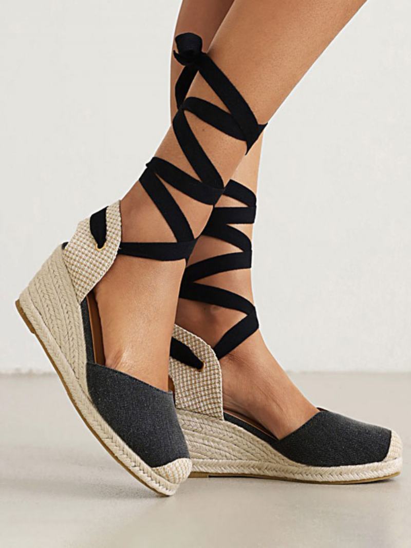 Γυναικείες Wedge Heels Lace Up Round Toe Terry Wedges