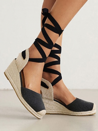 Γυναικείες Wedge Heels Lace Up Round Toe Terry Wedges