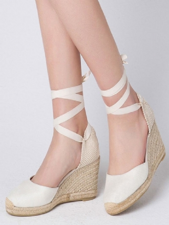 Γυναικείες Wedge Heels Lace Up Toe Terry Wedges