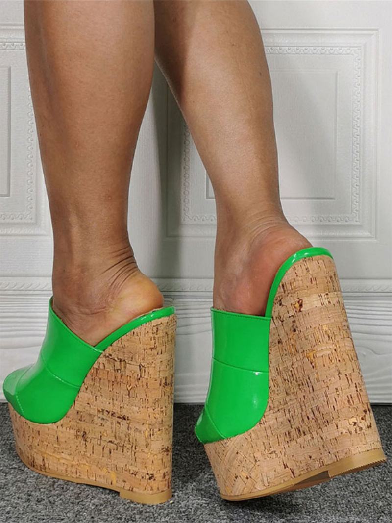 Γυναικείες Wedge Heels Open Toe Patent Pu Upper Wedges - Grass Green