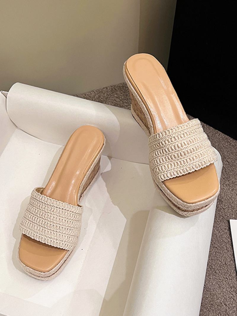 Γυναικείες Wedge Slippers Γυναικεία Slip Platform On Sandal Slides - Ανοιχτό Κίτρινο