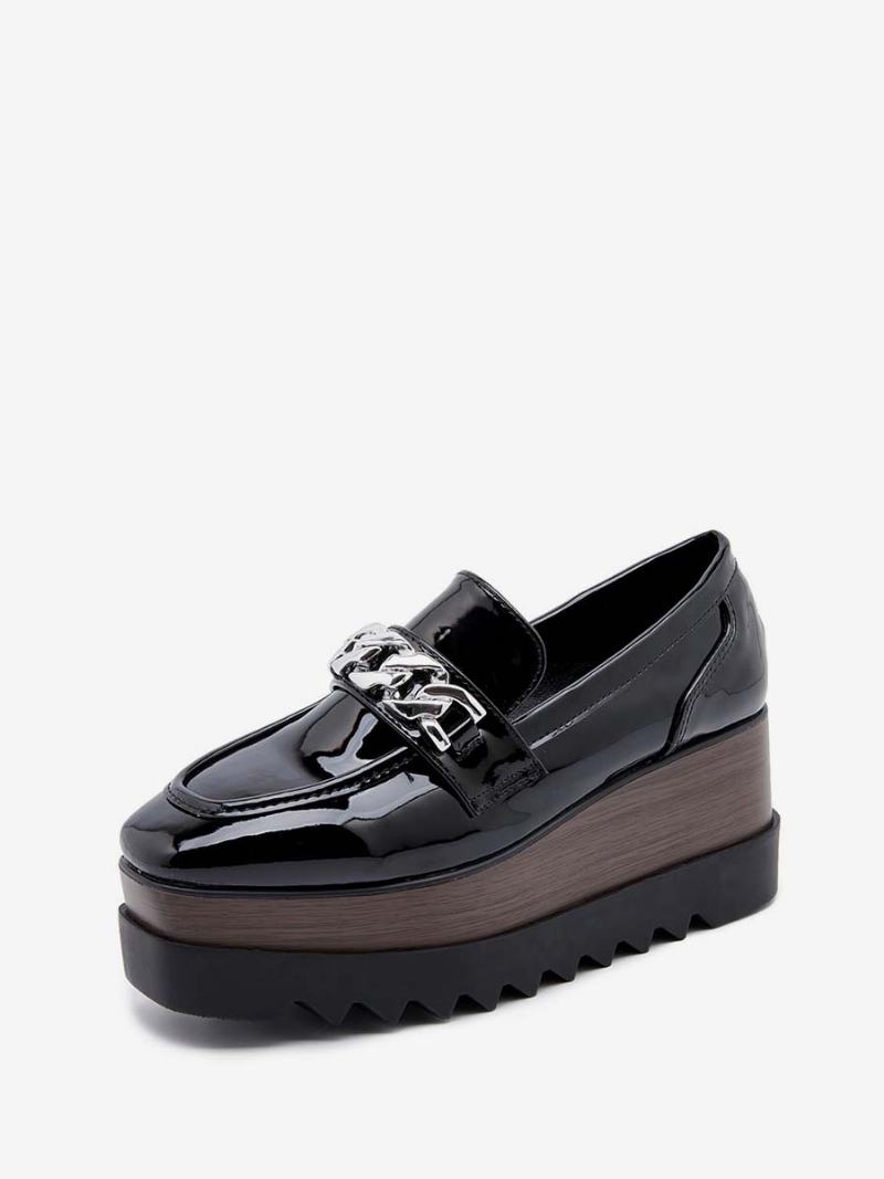 Γυναικείες Αλυσίδες Square Toe Wedge Heel Oxfords Patent Leather