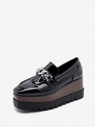 Γυναικείες Αλυσίδες Square Toe Wedge Heel Oxfords Patent Leather