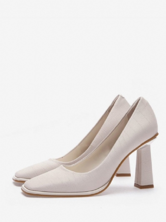 Γυναικείες Γόβες Chic Square Toe Pumps Χοντρό Τακούνι Pu Δέρμα