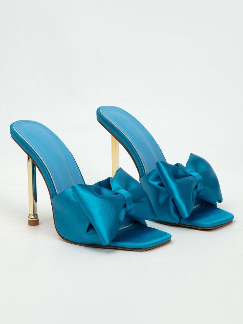 Γυναικείες Γόβες Mules Φιόγκοι Stiletto Satin Upper Teal