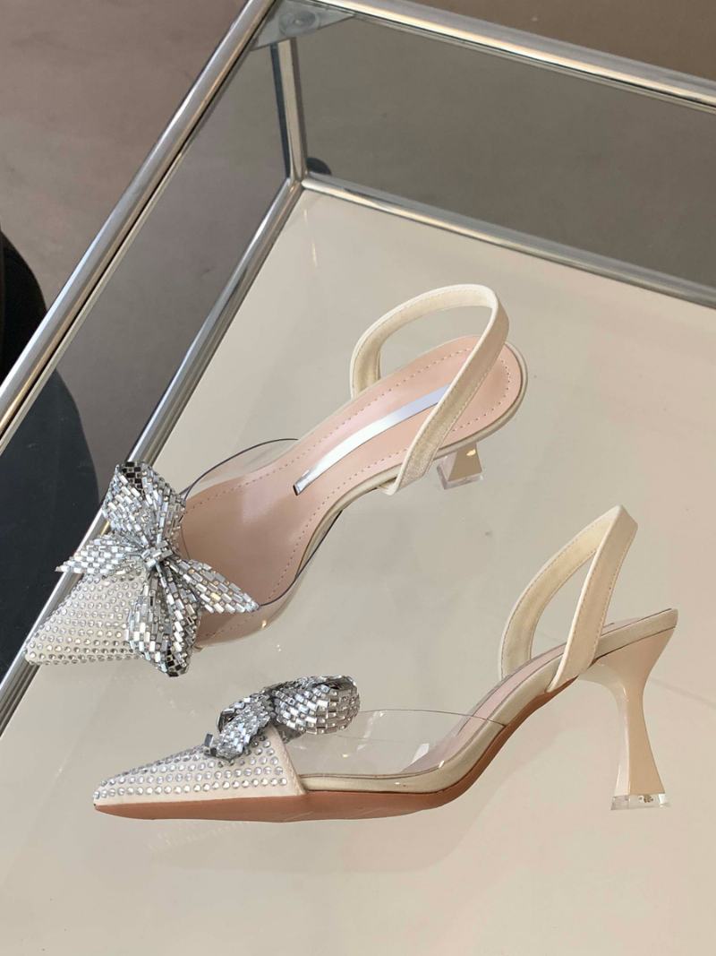 Γυναικείες Γόβες Stiletto Slingback Μαύρες Pu Δερμάτινες Αντλίες - Ανοιχτό Κίτρινο