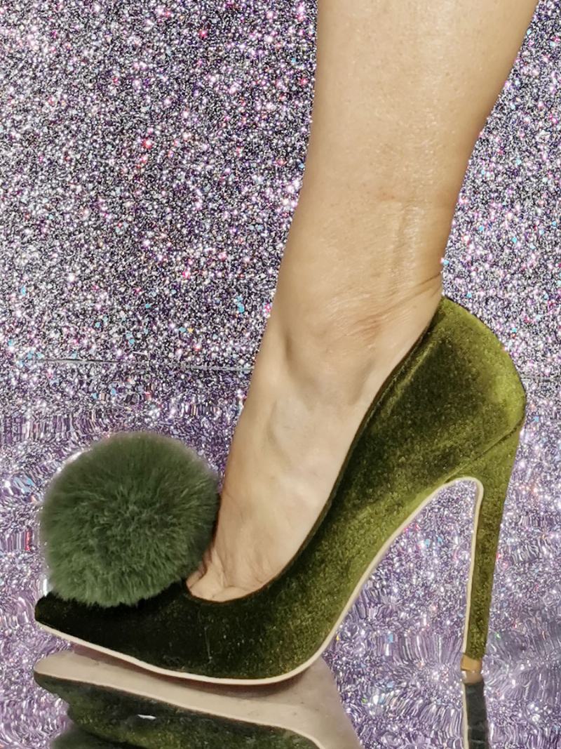 Γυναικείες Γόβες Με Μυτερές Αντλίες Stiletto Heel Micro Suede Πάνω Μέρος - Χάντερ Γκριν