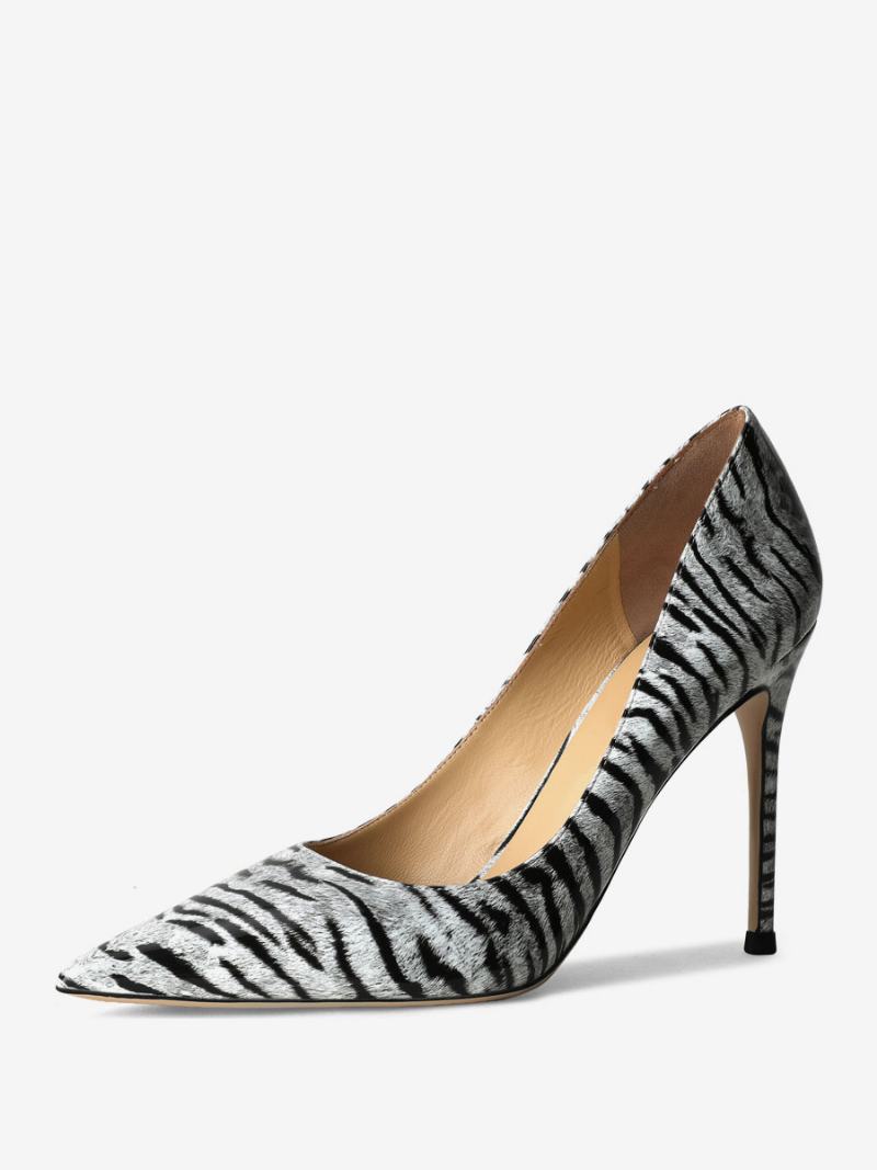 Γυναικείες Γόβες Με Μυτερό Δάχτυλο Zebra Print S Stiletto Heel Sexy Pump - Λευκό