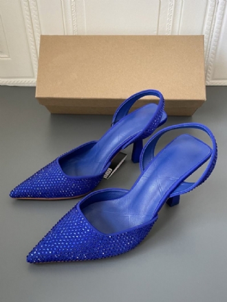 Γυναικείες Γόβες Στρας Stiletto Heel Blue Pumps Pu Δέρμα