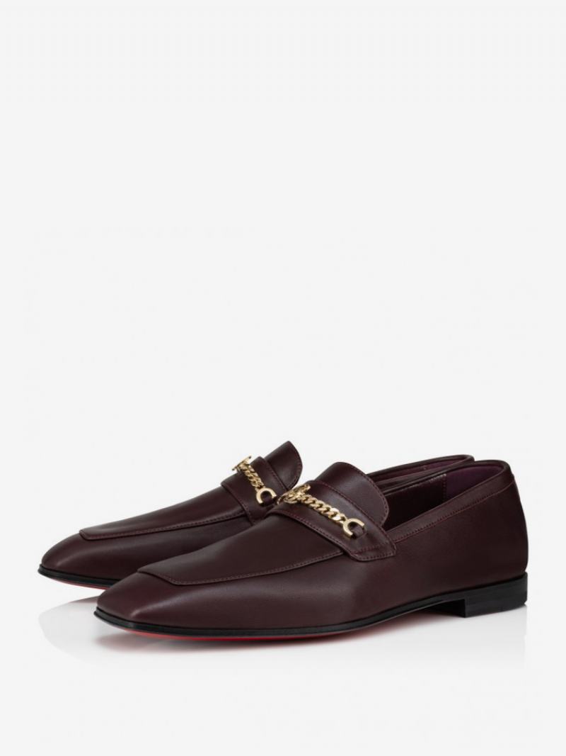 Γυναικείες Μεταλλικές Λεπτομέρειες Loafers Puppy Heel Polyester - Σκούρο Κόκκινο