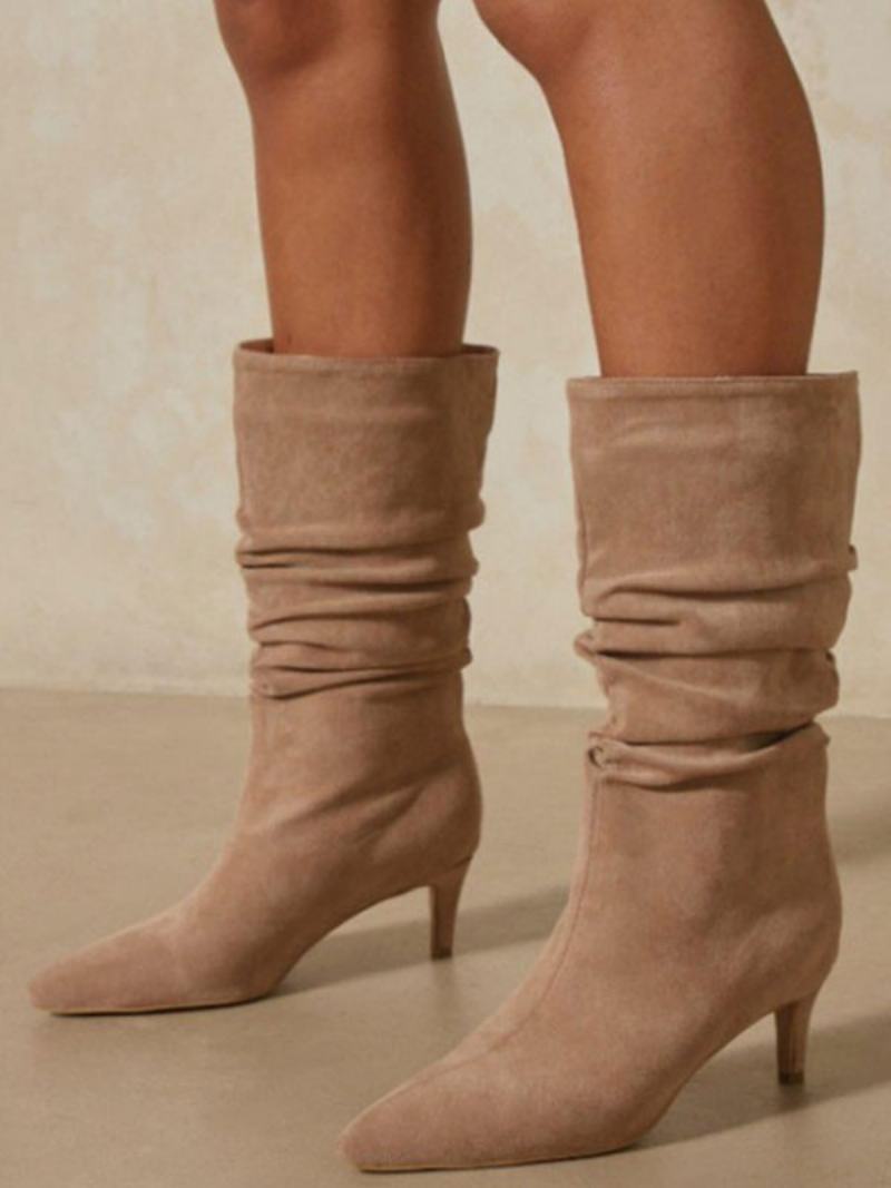 Γυναικείες Μπότες Slouchy Kitten Heel Mid Calf - Camel