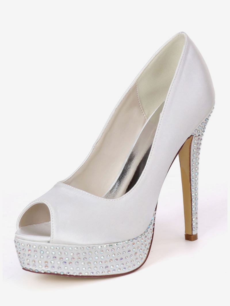 Γυναικείες Νυφικές Αντλίες Peep Toe Platform Rhinestone