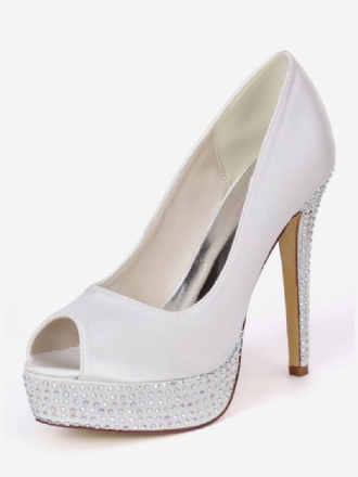 Γυναικείες Νυφικές Αντλίες Peep Toe Platform Rhinestone