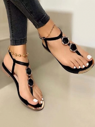 Γυναικείες Πέρλες Flat Flip Flop Νυφικά Πέδιλα Boho Σε Μαύρο Χρώμα