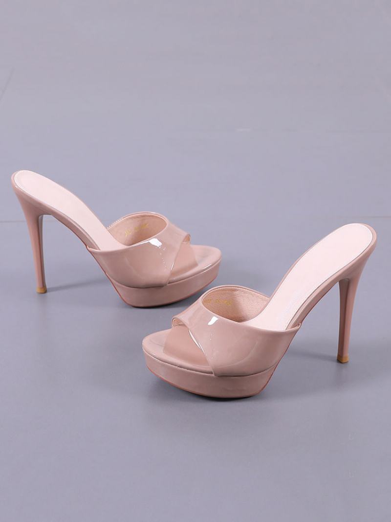 Γυναικείες Παντόφλες Χακί Πατέντα Pu Peep Toe Stiletto Heel Slingbacks Σέξι Με Τακούνι - Χακί