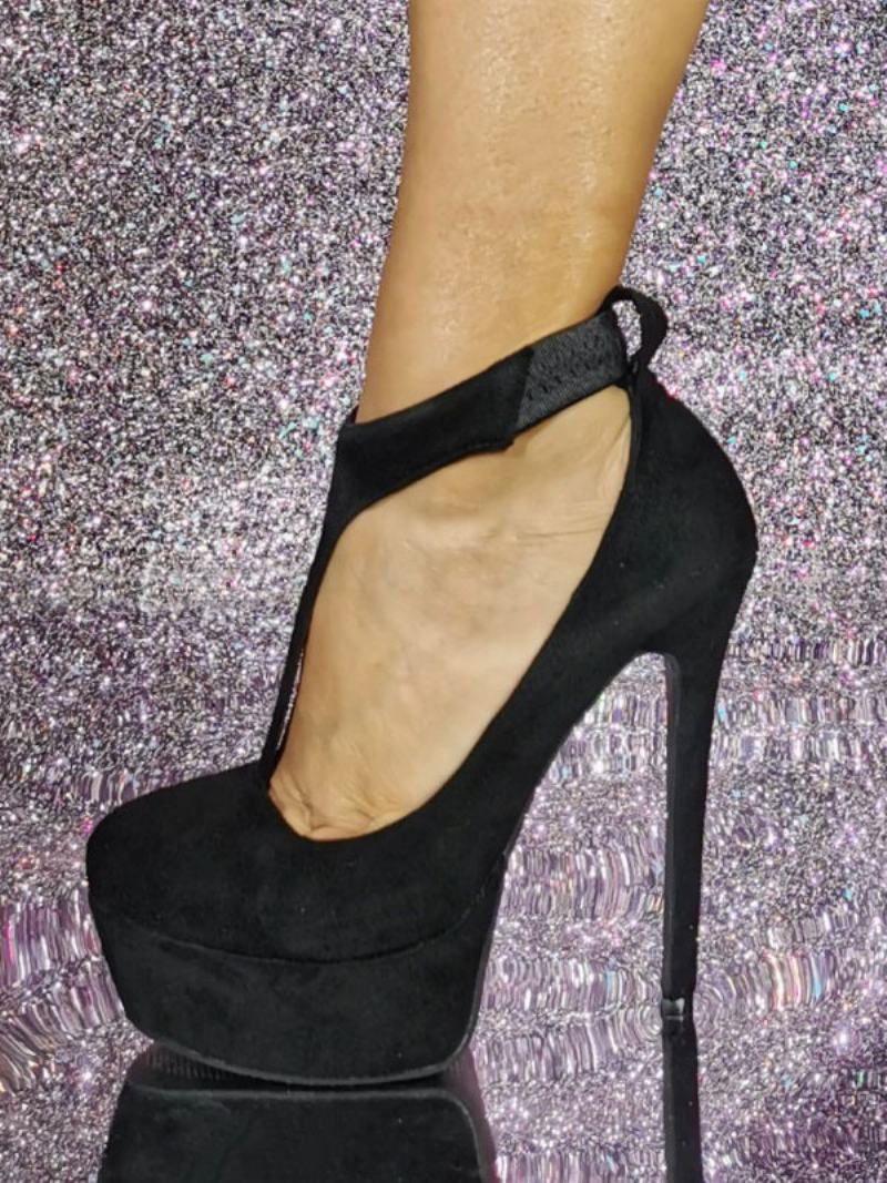 Γυναικείες Σέξι Ψηλοτάκουνες Γόβες Stiletto Heel Micro Suede Up Pumps - Μαύρος