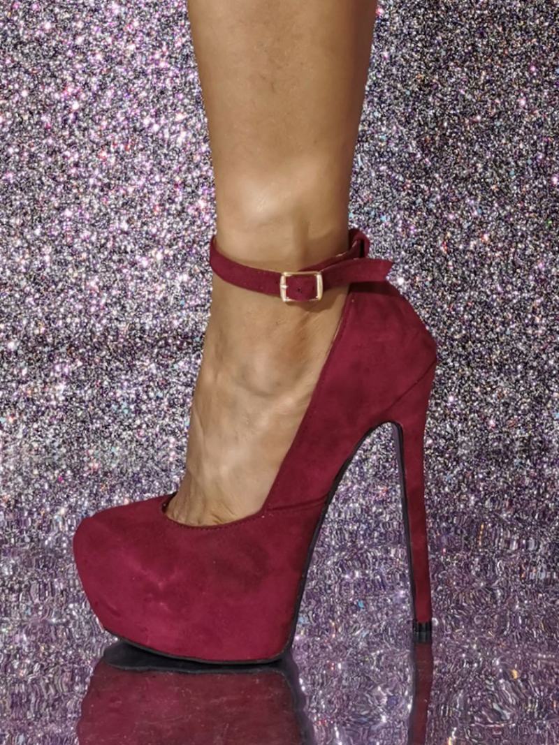 Γυναικείες Σέξι Ψηλοτάκουνες Γόβες Stiletto Heel Micro Suede Up Pumps - Βουργουνδία