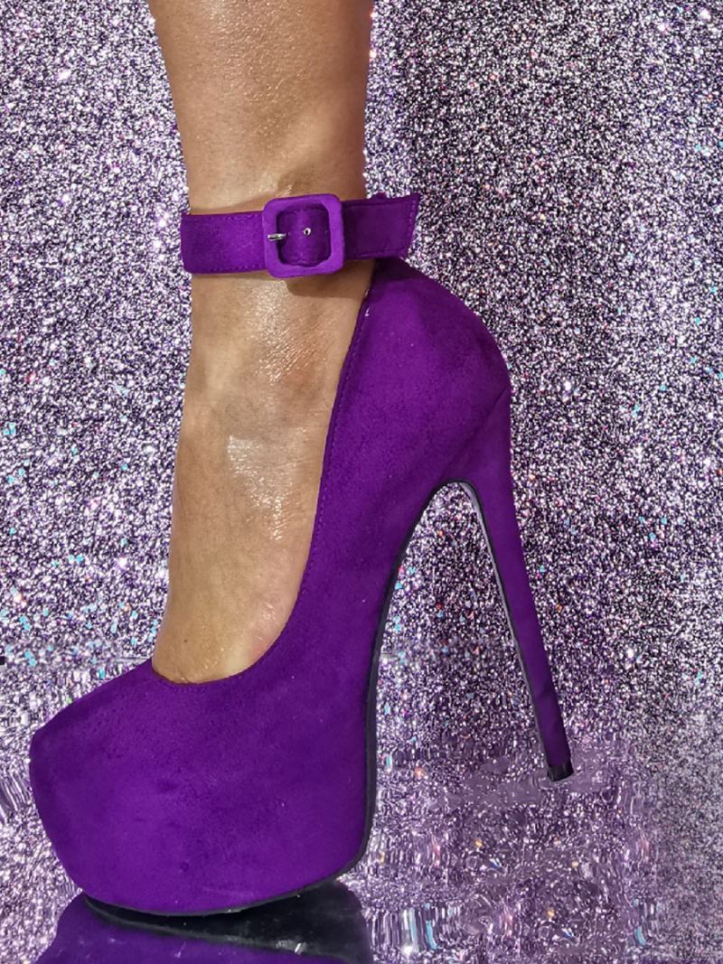 Γυναικείες Σέξι Ψηλοτάκουνες Γόβες Stiletto Heel Micro Suede Up Pumps - Μωβ