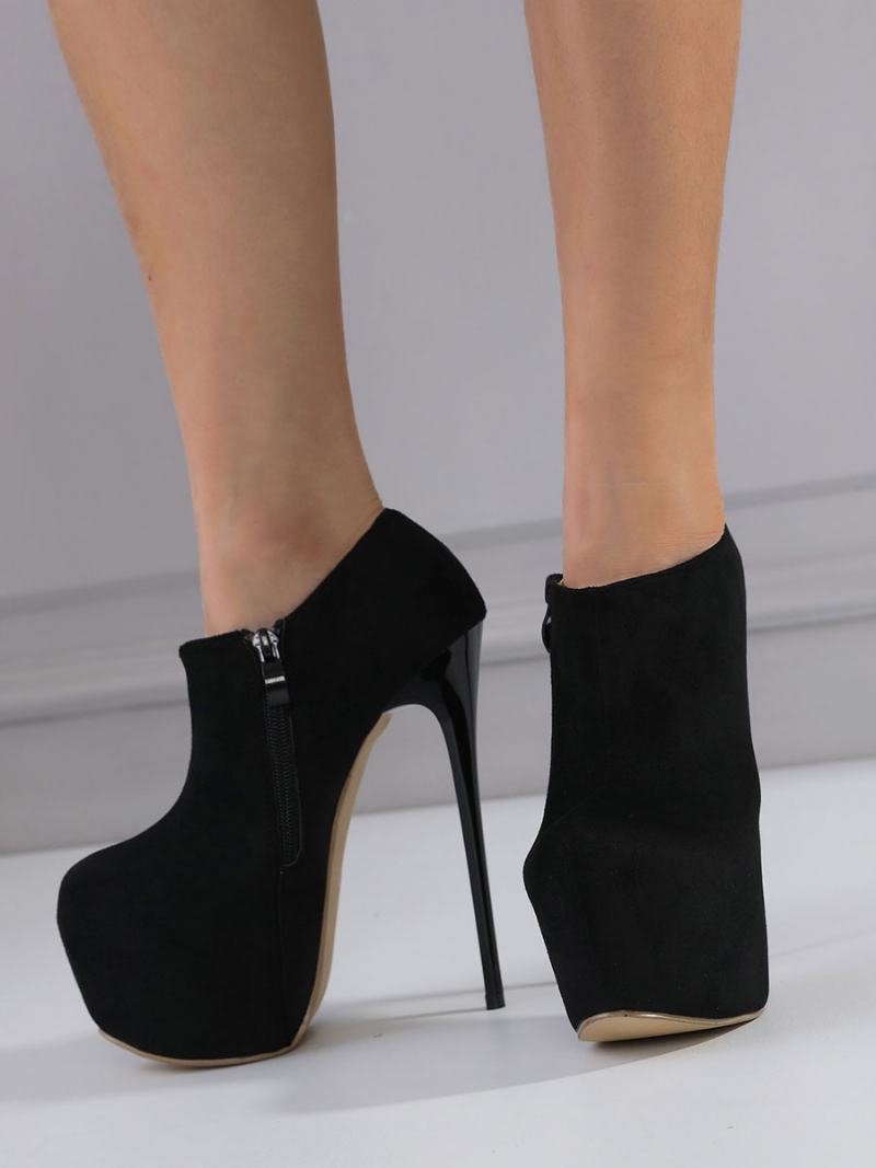 Γυναικείες Σέξι Ψηλοτάκουνες Γόβες Stiletto Heel Micro Suede Up Pumps - Μαύρος