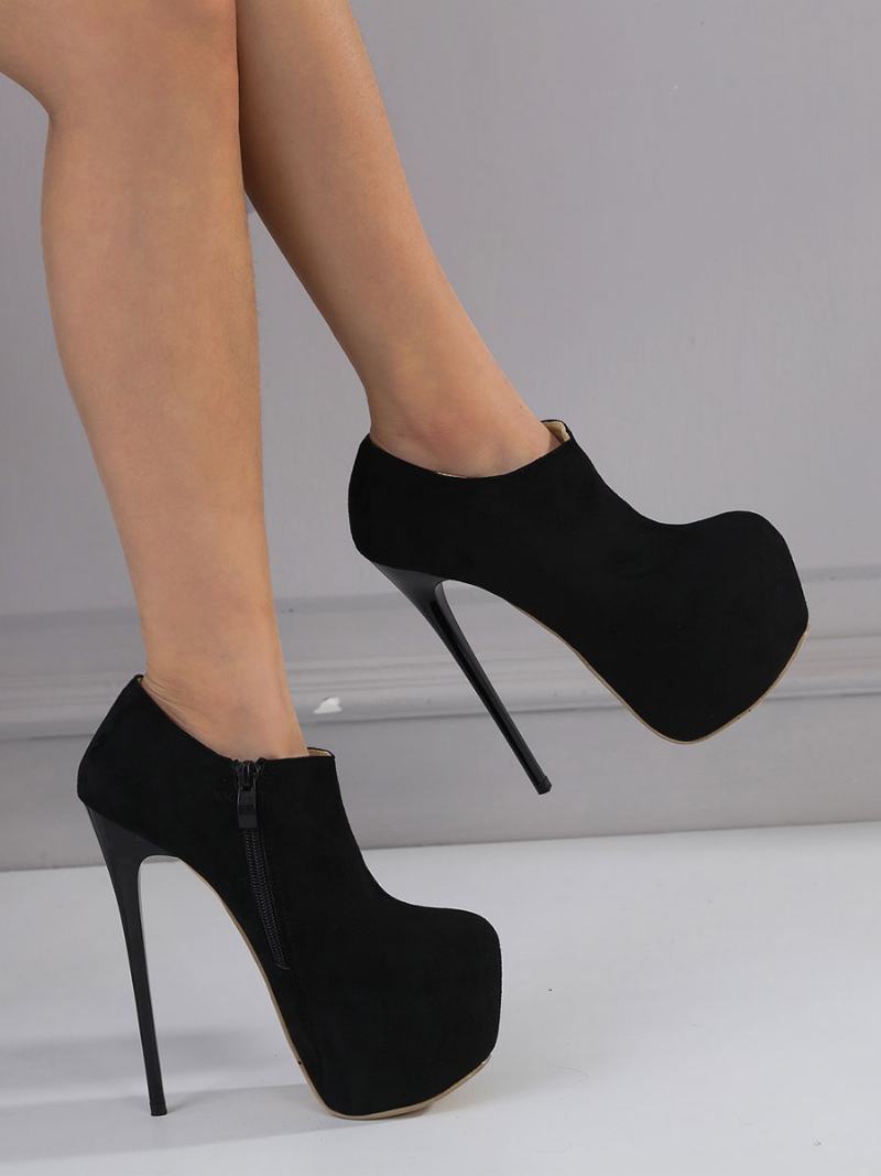 Γυναικείες Σέξι Ψηλοτάκουνες Γόβες Stiletto Heel Micro Suede Up Pumps - Μαύρος