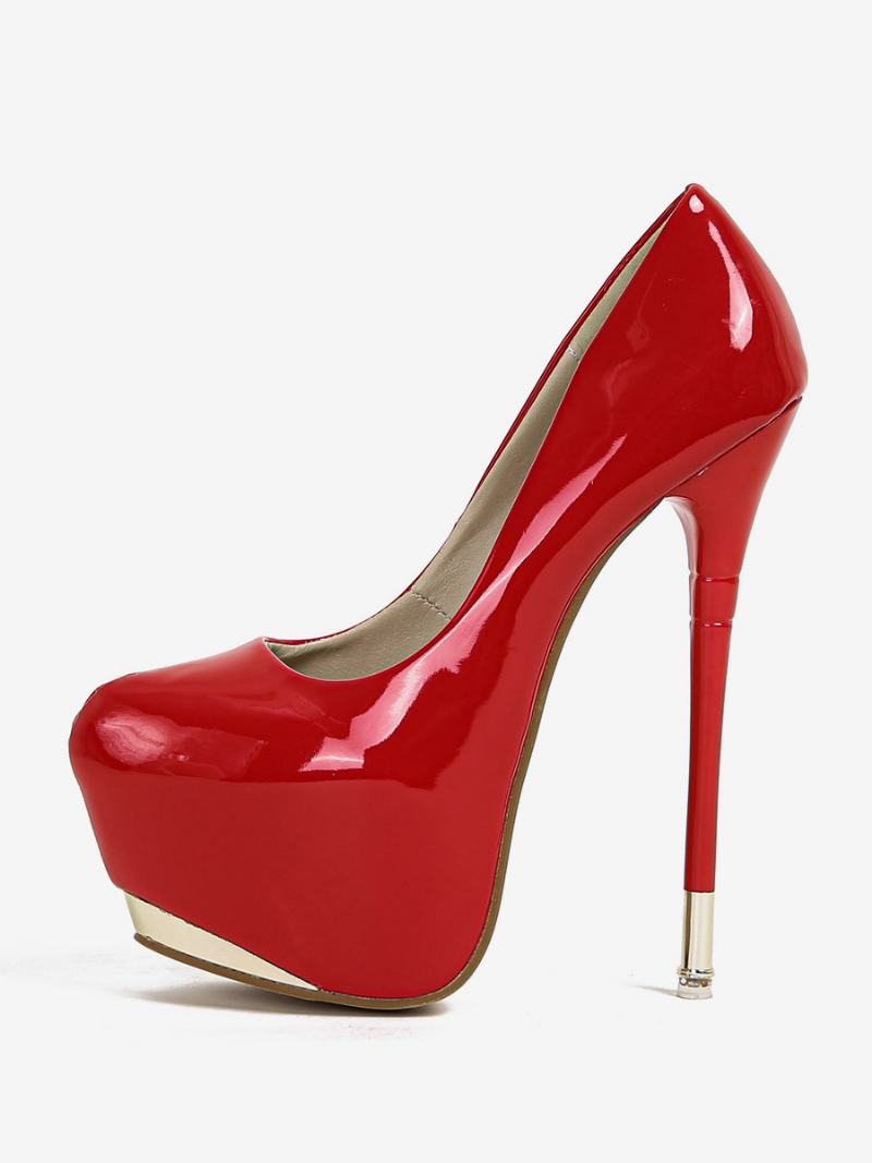 Γυναικείες Σέξι Ψηλοτάκουνες Γόβες Stiletto Heel Patent Leather Pumps - Κόκκινο