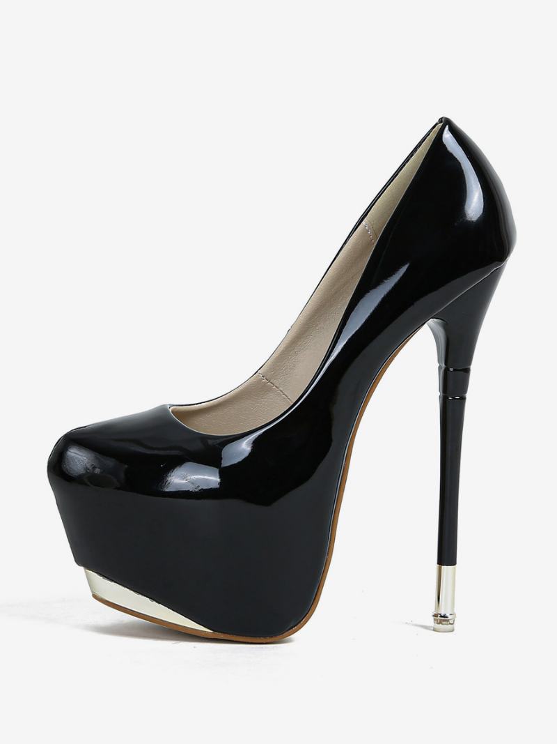 Γυναικείες Σέξι Ψηλοτάκουνες Γόβες Stiletto Heel Patent Leather Pumps - Μαύρο