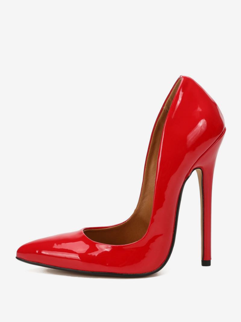 Γυναικείες Σέξι Ψηλοτάκουνες Γόβες Stiletto Heel Pu Leather Pumps - Κόκκινο