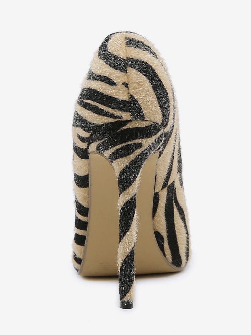 Γυναικείες Ψηλοτάκουνες Αντλίες Zebra Print Pumps Stiletto Heel Horse Hair - Καφέ Καφέ