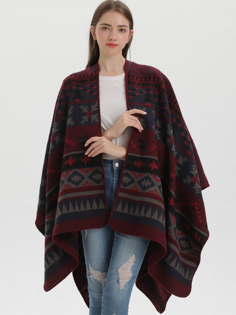 Γυναικείο Ακρωτήριο Bohemian Geometric Oversized Φθινοπωρινό Χειμερινό Πόντσο