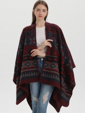 Γυναικείο Ακρωτήριο Bohemian Geometric Oversized Φθινοπωρινό Χειμερινό Πόντσο