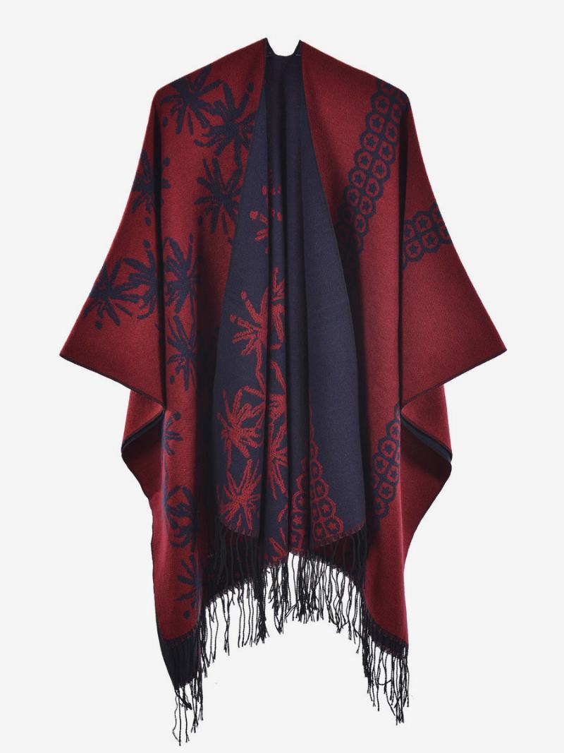 Γυναικείο Κάλυμμα Cape Oversized Ethnic Style Fall Winter Poncho - Dark Navy