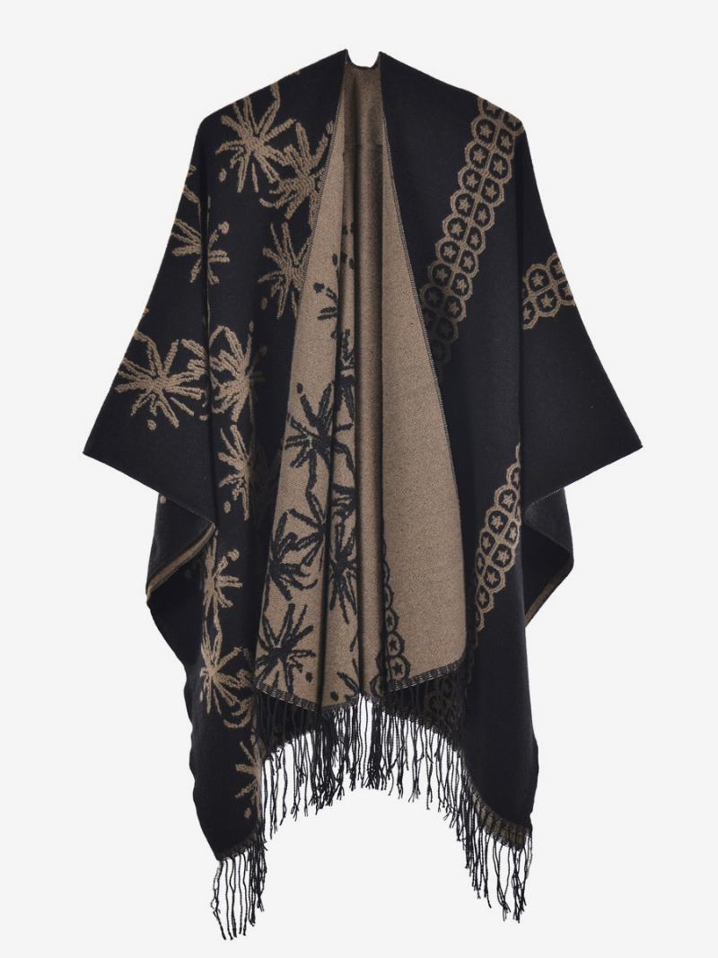 Γυναικείο Κάλυμμα Cape Oversized Ethnic Style Fall Winter Poncho - Καφέ Καφέ