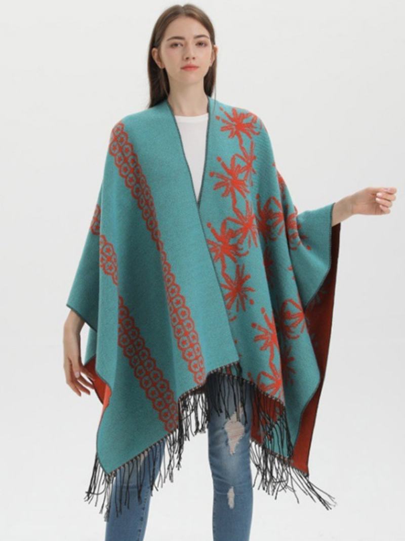 Γυναικείο Κάλυμμα Cape Oversized Ethnic Style Fall Winter Poncho - Πορτοκαλί