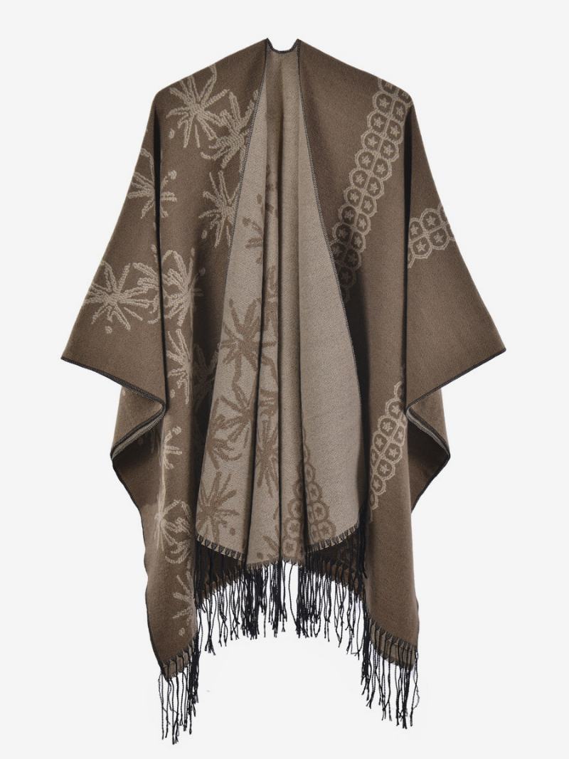 Γυναικείο Κάλυμμα Cape Oversized Ethnic Style Fall Winter Poncho - Χακί