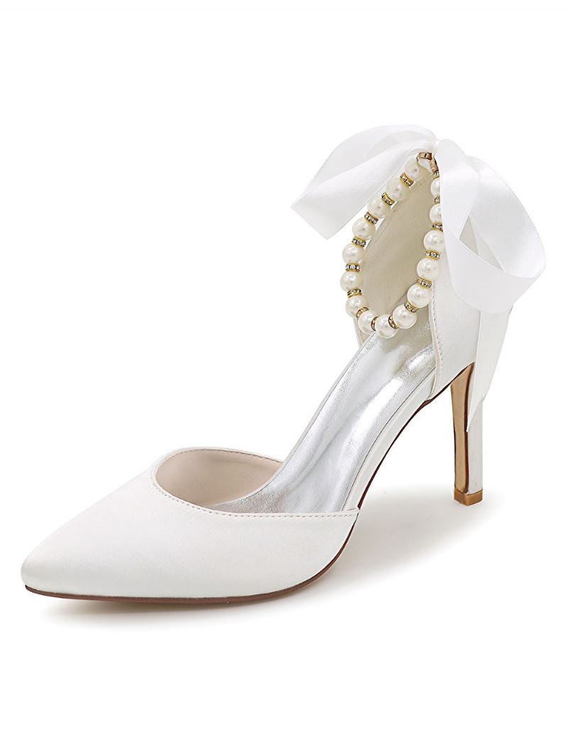 Γυναικείο Λουράκι Για Τον Αστράγαλο Lace Up Wedding Pumps - Λευκό