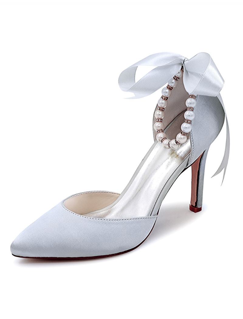 Γυναικείο Λουράκι Για Τον Αστράγαλο Lace Up Wedding Pumps - Ασημί