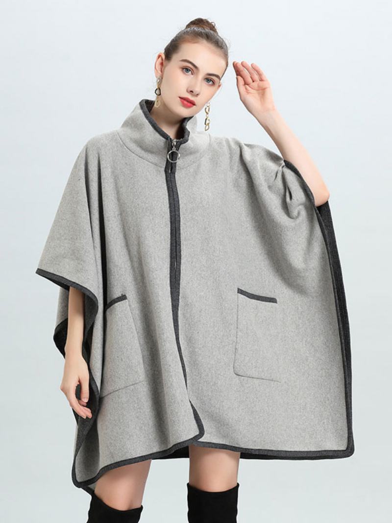 Γυναικείο Παλτό Poncho Oversized Ανοιξιάτικο Ένδυμα Cape - Ανοικτό Γκρι