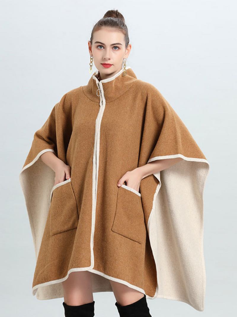 Γυναικείο Παλτό Poncho Oversized Ανοιξιάτικο Ένδυμα Cape - Camel