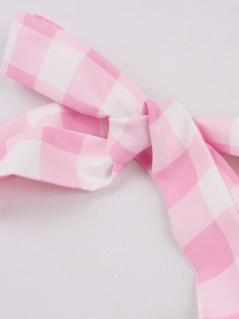 Γυναικείο Φόρεμα Barbie Pink Gingham Vintage Midi Halter Της Δεκαετίας Του 1950 - Ροζ