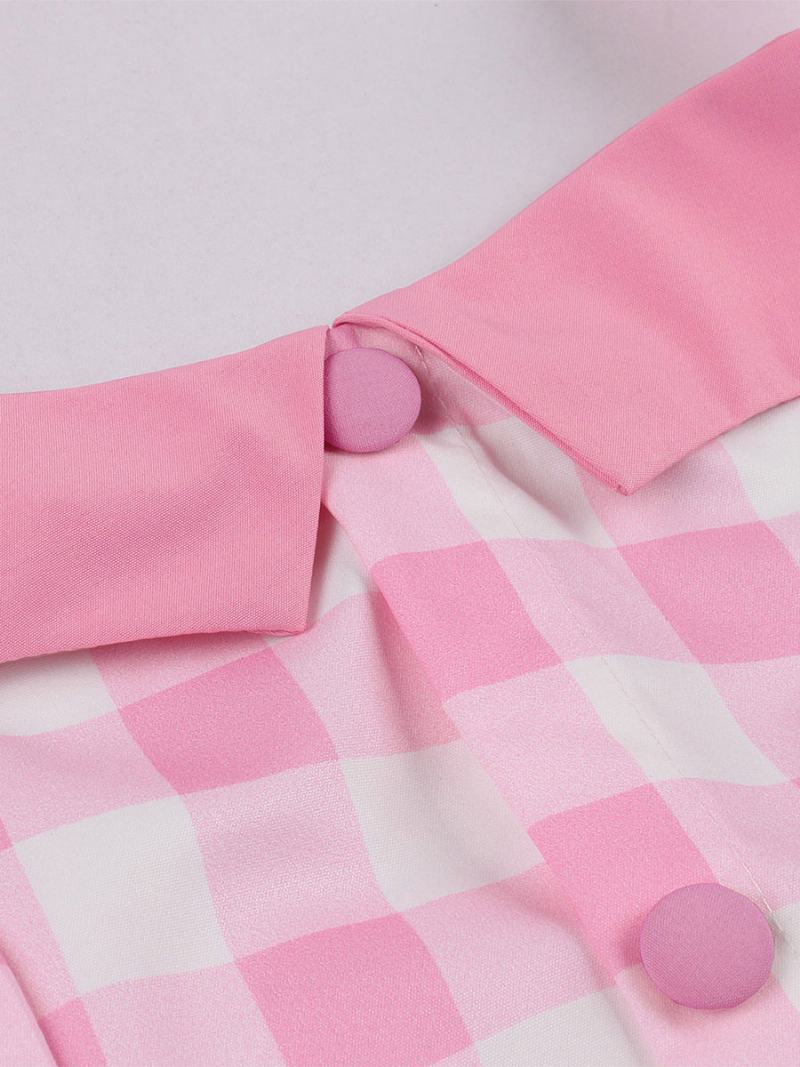 Γυναικείο Φόρεμα Barbie Pink Gingham Vintage Midi Halter Της Δεκαετίας Του 1950 - Ροζ