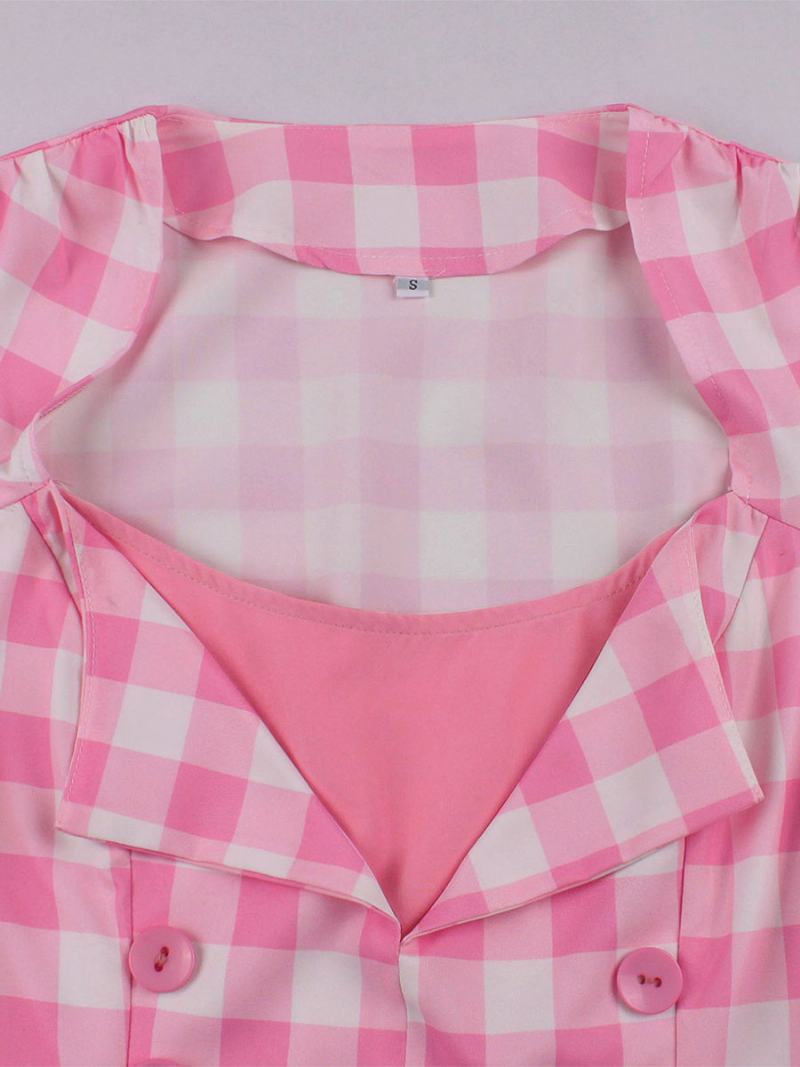 Γυναικείο Φόρεμα Barbie Pink Gingham Vintage Της Δεκαετίας Του 1950 Audrey Hepburn Swing - Ροζ