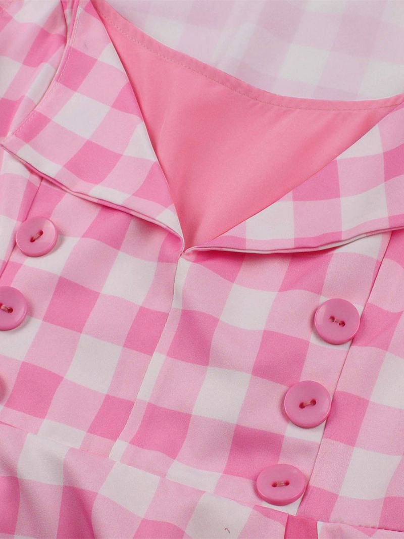 Γυναικείο Φόρεμα Barbie Pink Gingham Vintage Της Δεκαετίας Του 1950 Audrey Hepburn Swing - Ροζ