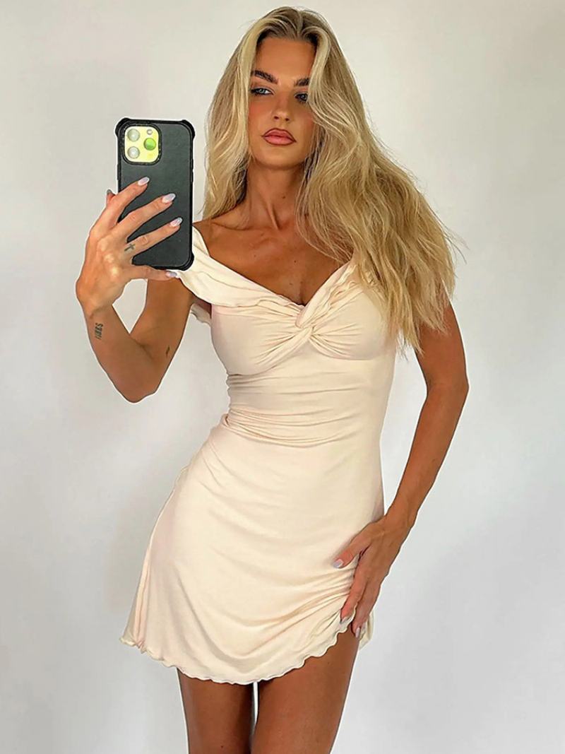 Γυναικείο Φόρεμα Bodycon Sweetheart Λαιμόκοψη Καπάκι Μανίκια Κοντά Casual Μίνι Φορέματα - Ανοιχτό Κίτρινο