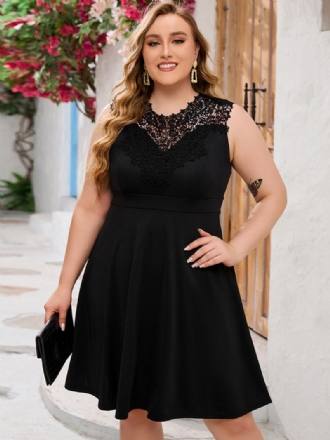 Γυναικείο Φόρεμα Plus Size Με Λαιμόκοψη Αμάνικα Casual Κοντά Φορέματα