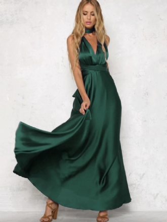 Γυναικείο Φόρεμα Μάξι Με Ανοιχτή Πλάτη Halter Plunge Crossover Waist Prom Dress