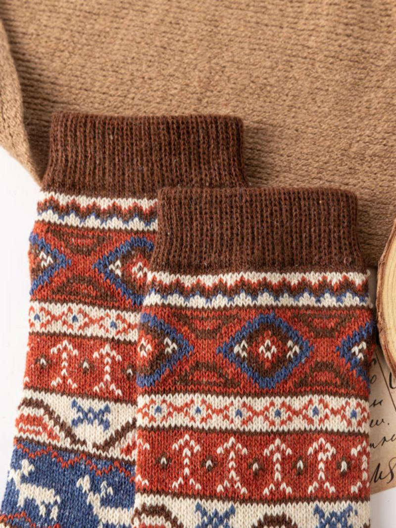 Κάλτσες Coffee Brown Wool Color Block - Καφέ Καφέ