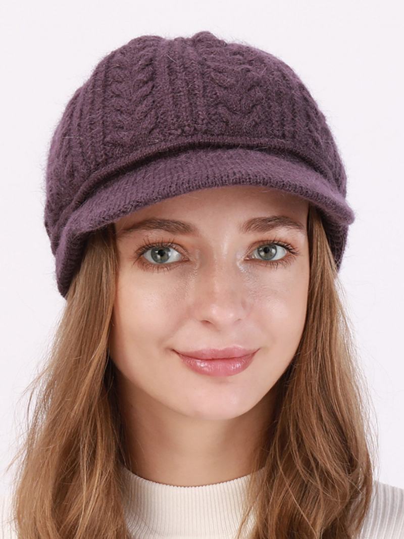 Καπέλο Beret Knit Μονόχρωμο Καθημερινά Casual Φθινοπωρινά Χειμωνιάτικα Καπέλα Για Γυναίκες - Μωβ